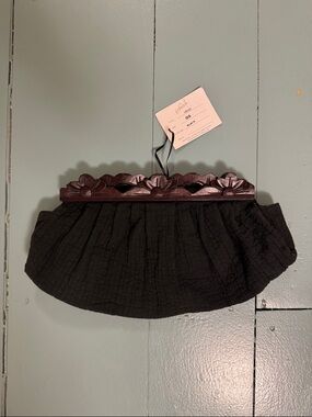Indah Black Scalloped Wooden Clutch NWT